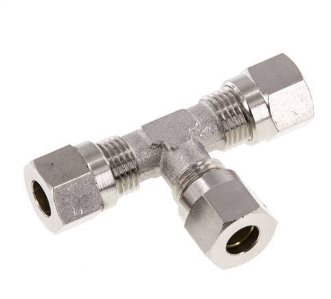 6LL Nickel plated Brass T-Shape Tee Cutting Fitting 100 bar ISO 8434-1 [2 Pieces]