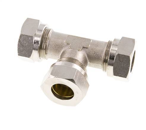 18L Nickel plated Brass T-Shape Tee Cutting Fitting 65 bar ISO 8434-1