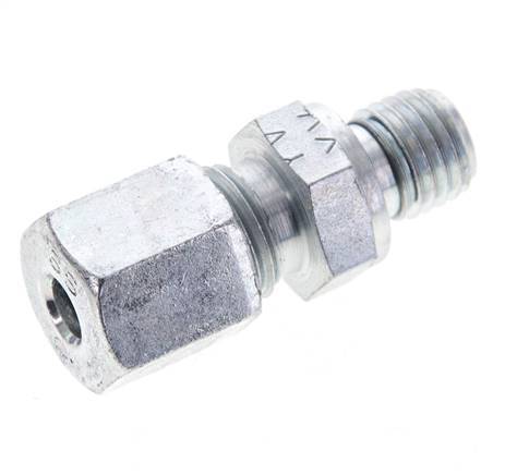 6S & M12x1.5 Zink plated Steel Straight Cutting Fitting with Male Threads 630 bar NBR ISO 8434-1 [2 Pieces]