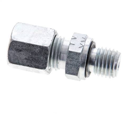 6S & M12x1.5 Zink plated Steel Straight Cutting Fitting with Male Threads 630 bar NBR ISO 8434-1 [2 Pieces]