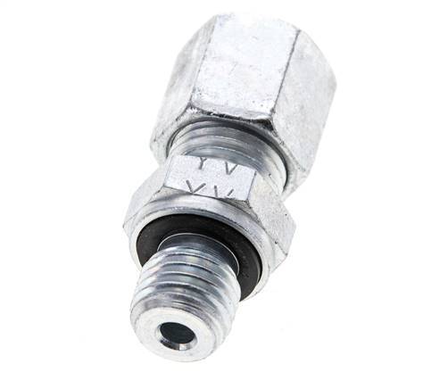 6S & M12x1.5 Zink plated Steel Straight Cutting Fitting with Male Threads 630 bar NBR ISO 8434-1 [2 Pieces]