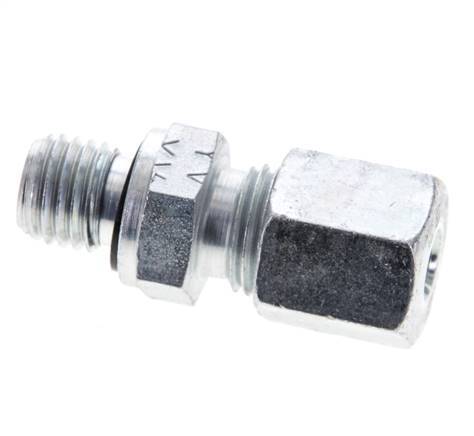 6S & M12x1.5 Zink plated Steel Straight Cutting Fitting with Male Threads 630 bar NBR ISO 8434-1 [2 Pieces]
