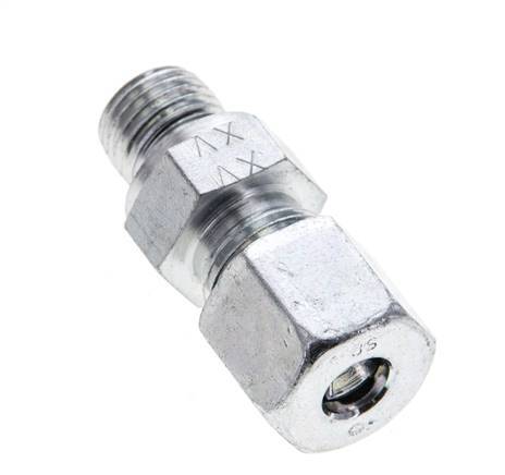 8S & M14x1.5 Zink plated Steel Straight Cutting Fitting with Male Threads 630 bar NBR ISO 8434-1 [2 Pieces]