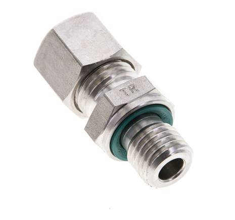 8L & M12x1.5 Stainless Steel Straight Compression Fitting with Male Threads 315 bar FKM ISO 8434-1