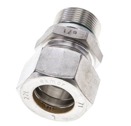 22L & M26x1.5 Stainless Steel Straight Compression Fitting with Male Threads 160 bar FKM ISO 8434-1