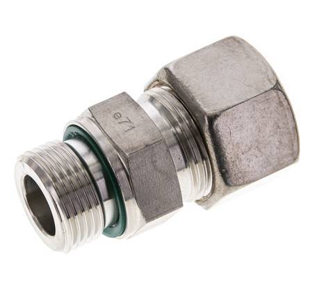 20S & M27x2 Stainless Steel Straight Compression Fitting with Male Threads 250 bar FKM ISO 8434-1