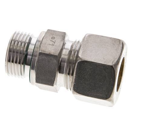 20S & M27x2 Stainless Steel Straight Compression Fitting with Male Threads 250 bar FKM ISO 8434-1