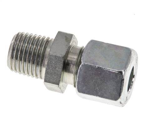 8L & R1/4'' Zink plated Steel Straight Cutting Fitting with Male Threads 315 bar ISO 8434-1 [2 Pieces]