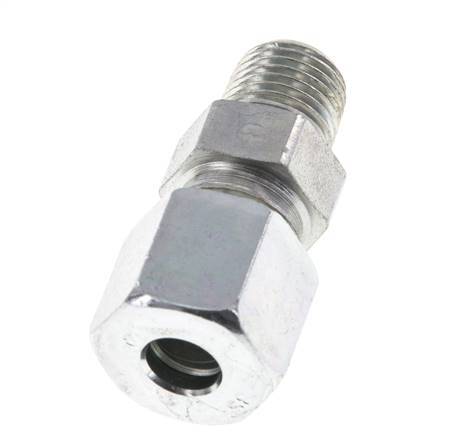 8S & R1/4'' Zink plated Steel Straight Cutting Fitting with Male Threads 630 bar ISO 8434-1 [2 Pieces]