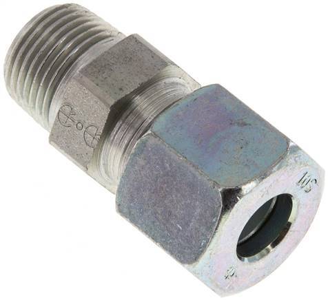 10S & R3/8'' Zink plated Steel Straight Cutting Fitting with Male Threads 630 bar ISO 8434-1 [2 Pieces]