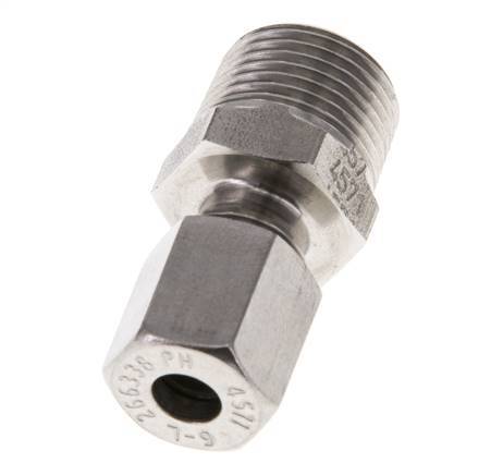 6L & R3/8'' Stainless Steel Straight Cutting Fitting with Male Threads 315 bar ISO 8434-1