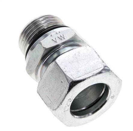 22L & UN 1-1/16''-12 Zink plated Steel Straight Cutting Fitting with Male Threads 160 bar ISO 8434-1