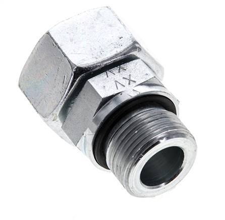 18L & M22x1.5 Zink plated Steel Straight Swivel with Male Threads 315 bar NBR O-ring Sealing Cone Adjustable ISO 8434-1