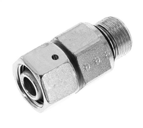 12L&G3/8'' Zink plated Steel Straight Swivel with Male Threads 315 bar NBR O-ring Sealing Cone Adjustable ISO 8434-1 [2 Pieces]