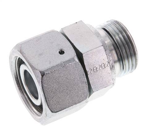 25S & G1'' Zink plated Steel Straight Swivel with Male Threads 400 bar NBR O-ring Sealing Cone Adjustable ISO 8434-1