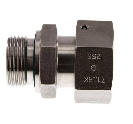 25S & G1'' Stainless Steel Straight Swivel with Male Threads 400 bar FKM O-ring Sealing Cone Adjustable ISO 8434-1