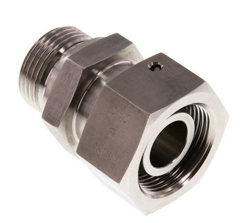 25S & G1'' Stainless Steel Straight Swivel with Male Threads 400 bar FKM O-ring Sealing Cone Adjustable ISO 8434-1