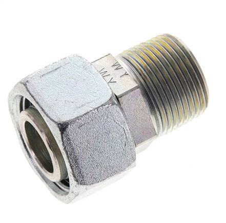 22L & 3/4'' NPT Zink plated Steel Straight Swivel with Male Threads 160 bar Adjustable ISO 8434-1
