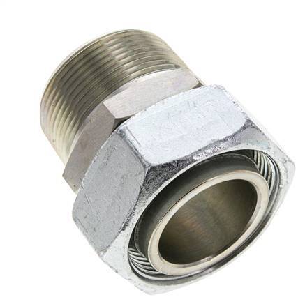 42L & 1-1/2'' NPT Zink plated Steel Straight Swivel with Male Threads 160 bar Adjustable ISO 8434-1