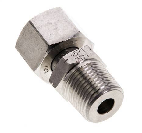 12L & 3/8'' NPT Stainless Steel Straight Swivel with Male Threads 315 bar Adjustable ISO 8434-1
