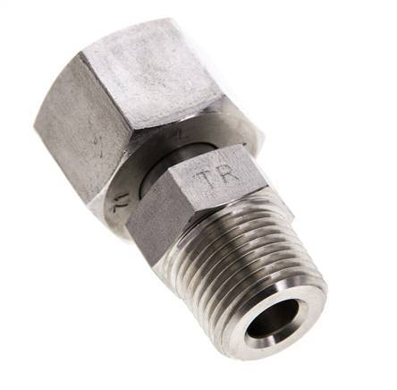 12S & 3/8'' NPT Stainless Steel Straight Swivel with Male Threads 630 bar Adjustable ISO 8434-1