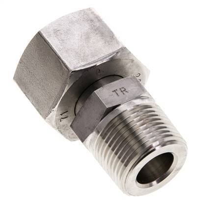 20S & 3/4'' NPT Stainless Steel Straight Swivel with Male Threads 400 bar Adjustable ISO 8434-1