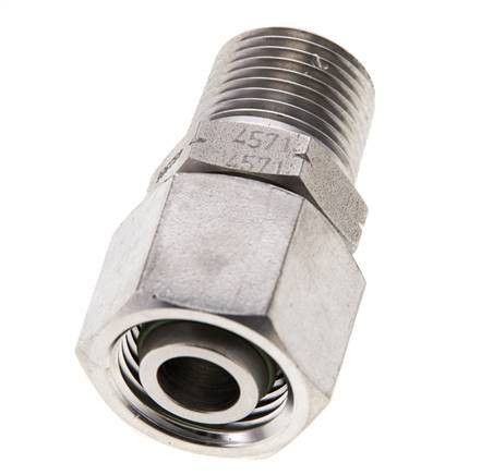 12L & 3/8'' NPT Stainless Steel Straight Swivel with Male Threads 315 bar FKM O-ring Sealing Cone Adjustable ISO 8434-1