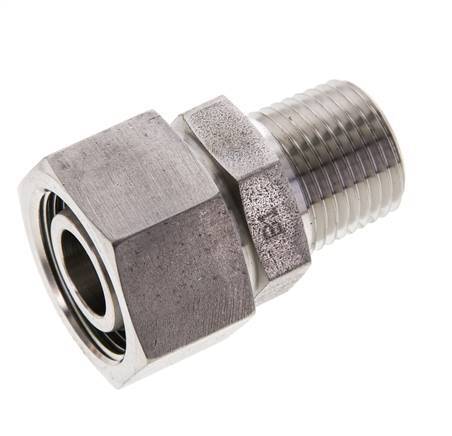 18L & 1/2'' NPT Stainless Steel Straight Swivel with Male Threads 315 bar FKM O-ring Sealing Cone Adjustable ISO 8434-1