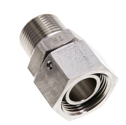22L & 3/4'' NPT Stainless Steel Straight Swivel with Male Threads 160 bar FKM O-ring Sealing Cone Adjustable ISO 8434-1