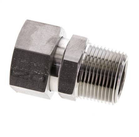 28L & 1'' NPT Stainless Steel Straight Swivel with Male Threads 160 bar FKM O-ring Sealing Cone Adjustable ISO 8434-1