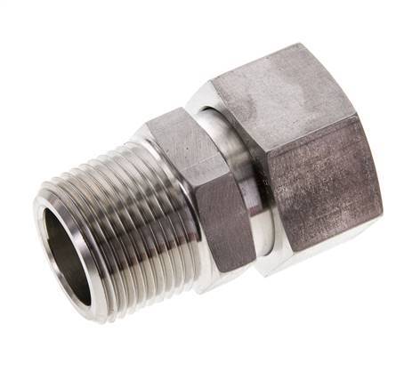 28L & 1'' NPT Stainless Steel Straight Swivel with Male Threads 160 bar FKM O-ring Sealing Cone Adjustable ISO 8434-1