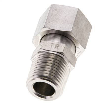 14S & 1/2'' NPT Stainless Steel Straight Swivel with Male Threads 630 bar FKM O-ring Sealing Cone Adjustable ISO 8434-1