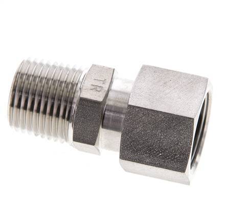 14S & 1/2'' NPT Stainless Steel Straight Swivel with Male Threads 630 bar FKM O-ring Sealing Cone Adjustable ISO 8434-1