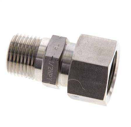 16S & 1/2'' NPT Stainless Steel Straight Swivel with Male Threads 400 bar FKM O-ring Sealing Cone Adjustable ISO 8434-1
