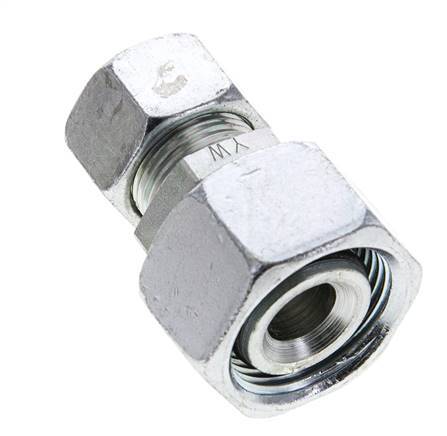 15L & 22L Zink plated Steel Straight Cutting Fitting with Swivel 160 bar NBR O-ring Sealing Cone ISO 8434-1