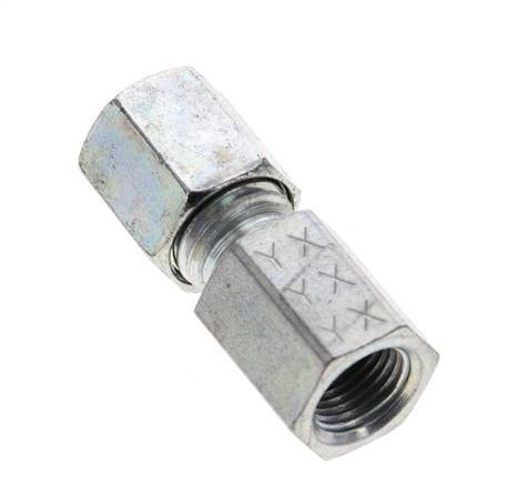 6L & M10x1 Zink plated Steel Straight Cutting Fitting with Female Threads 315 bar ISO 8434-1