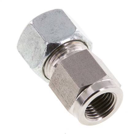 12L & G1/4'' Stainless Steel Straight Cutting Fitting with Female Threads for Pressure Gauges 315 bar ISO 8434-1