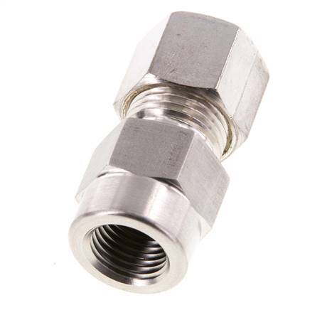 10L & G1/4'' Stainless Steel Straight Compression Fitting with Female Threads for Pressure Gauges 315 bar ISO 8434-1