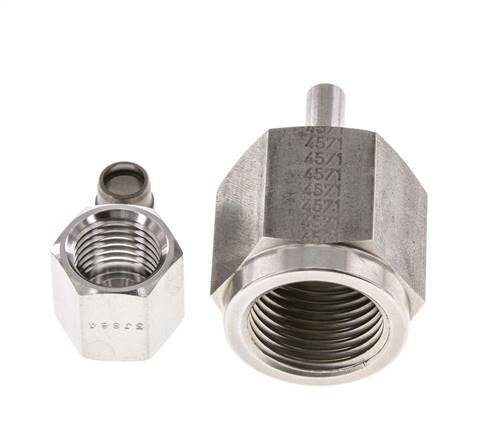 6S & G1/2'' Stainless Steel Straight Swivel with Female Threads for Pressure Gauges 630 bar ISO 8434-1