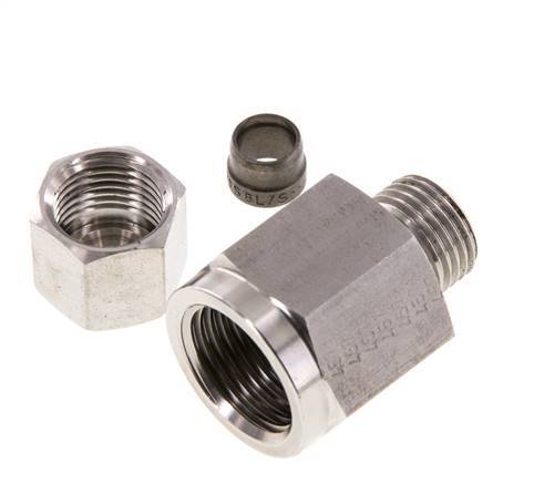 8S & G1/2'' Stainless Steel Straight Swivel with Female Threads for Pressure Gauges 630 bar ISO 8434-1