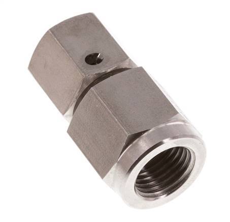 8L & G1/4'' Stainless Steel Straight Swivel with Female Threads for Pressure Gauges 315 bar FKM Sealing Cone ISO 8434-1