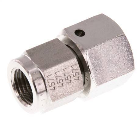 12L & G1/4'' Stainless Steel Straight Swivel with Female Threads for Pressure Gauges 315 bar FKM Sealing Cone ISO 8434-1