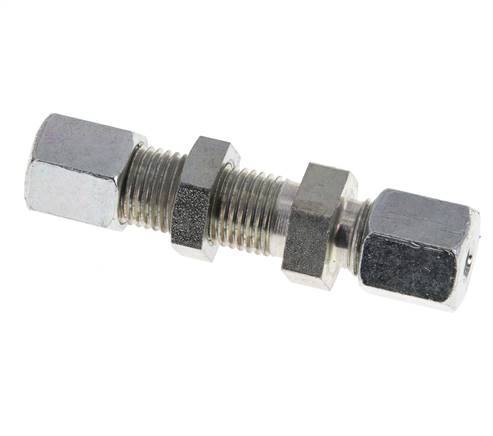 6S Zink plated Steel Straight Cutting Fitting Bulkhead 630 bar ISO 8434-1