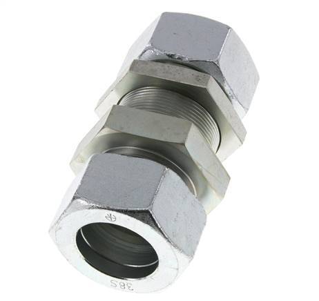 38S Zink plated Steel Straight Cutting Fitting Bulkhead 315 bar ISO 8434-1