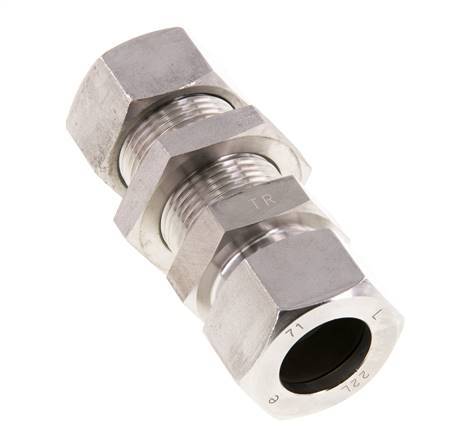22L Stainless Steel Straight Cutting Fitting Bulkhead 160 bar ISO 8434-1