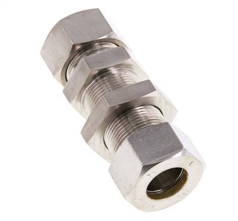 18L Stainless Steel Straight Compression Fitting Bulkhead 315 bar ISO 8434-1