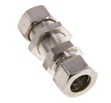 22L Stainless Steel Straight Compression Fitting Bulkhead 160 bar ISO 8434-1