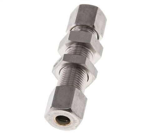 8S Stainless Steel Straight Compression Fitting Bulkhead 500 bar ISO 8434-1