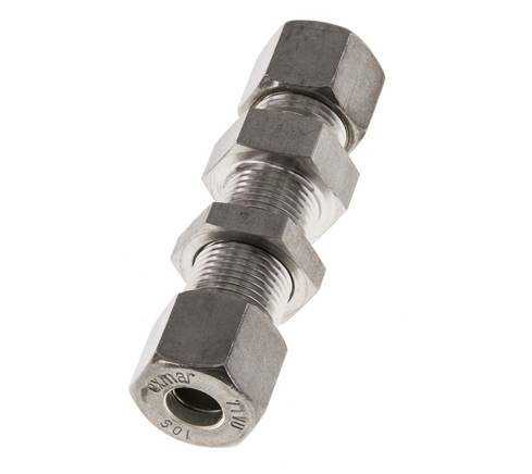10S Stainless Steel Straight Compression Fitting Bulkhead 450 bar ISO 8434-1