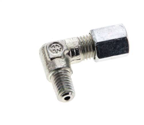 4LL & M6 (con) Zink plated Steel Elbow Cutting Fitting with Male Threads 100 bar ISO 8434-1